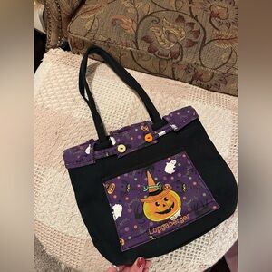 Longaberger Black and Purple Pumpkin Tote